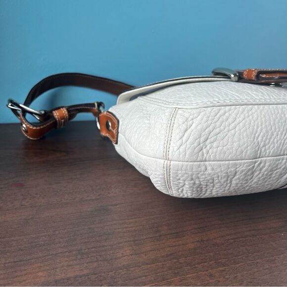 COACH White Brown Y2K Hampton SoHo Flap Baguette Hobo Mini Bag 13105 - Picture 9 of 15